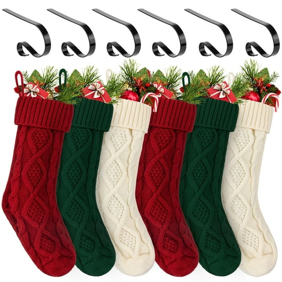 Natonhi 4 pack 18 inches Christmas Stockings , Personalized Knitted Xmas Stockings , Fireplace Stockings For Family Christmas Decoration