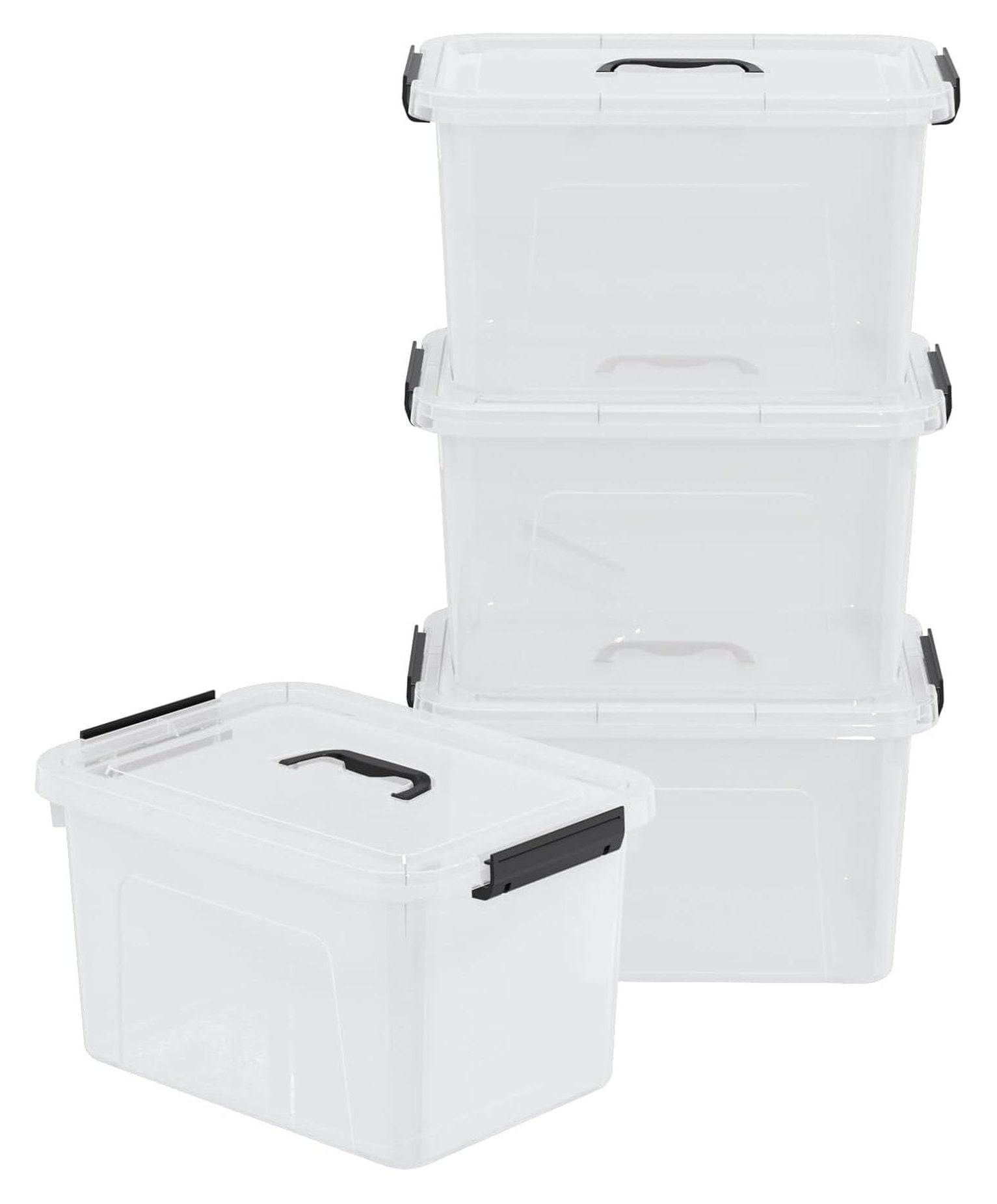4-Pack 18 L Plastic Storage Box with Lid, Latching Storage Containers ...