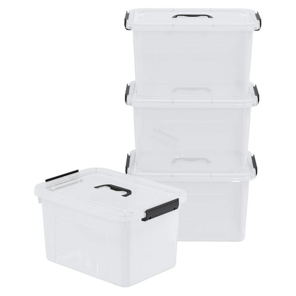 4-Pack 18 L Plastic Storage Box with Lid, Latching Storage Containers Bin, Clear