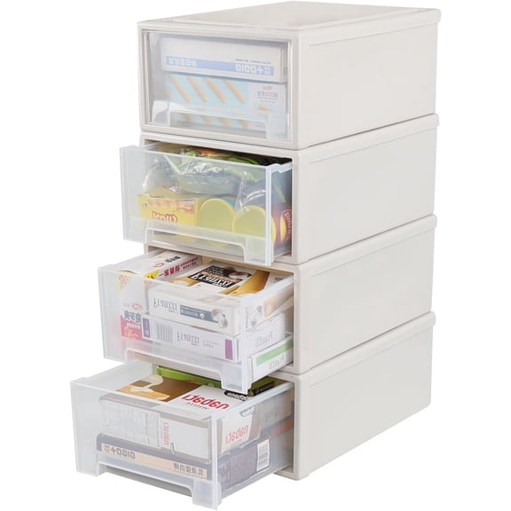 4 Pack 18 Quart Stackable Storage Drawer, Plastic Storage Drawers for Organizer