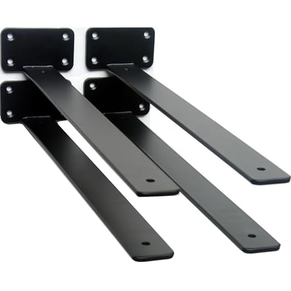 4 Pack - 18 inch Black Hidden L Shelf Bracket (1/5 Inch Thicked) Iron ...