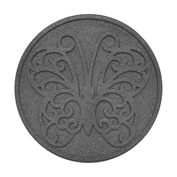 4-Pack 18”x18” Butterfly Rubber Stepping Stones, Round, Grey – Reversible Non-Slip Outdoor Decorative Set for Landscaping – DIY Decor for Walkways & Yard Pathways