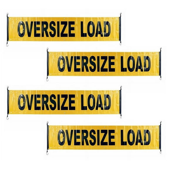 4 Pack 18"x84" Reflective Oversize Load Sign for Trucks w/Bungee Cord & Grommets - Reflective High Visibility Oversize Load Banner for Car, Flatbed Trailer - Safety Warning Signs