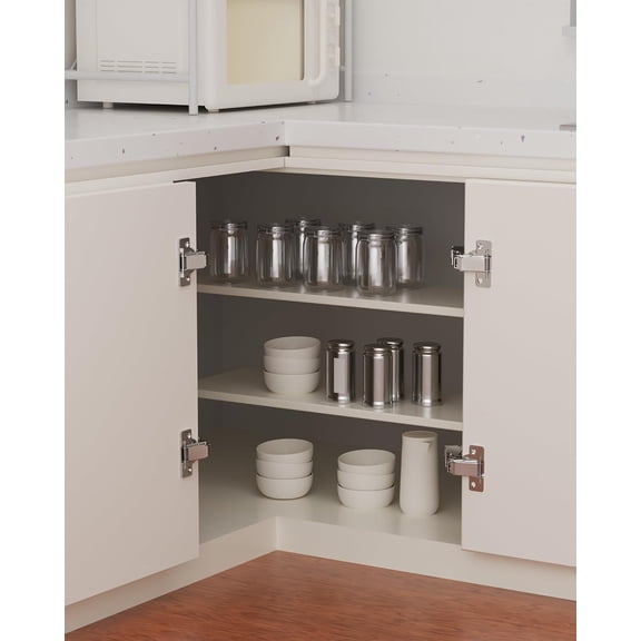 4 Pack 180 Degree Soft Close Cabinet Hinges, Lazy Susan & Kitchen Corner, 48mm Hole Distance, Concealed Face Frame & Frameless, Hidden Self Closing, Smooth Slow 3D Adjustment for Fold Cupboard