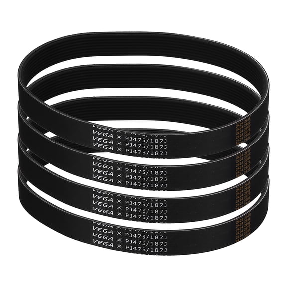 4 Pack 187J8 PJ V-Ribbed Belt 8 Ribs 18.7" Length x 0.74" Width x 0.14" Height, EPDM Rubber Poly V Belt, Multi Wedge Micro V Belt