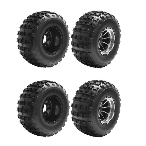 4 Pack 18x9.50-8 ATV UTV Sport Wheel and Tire Set, 4PR 18x9.5x8 Tubeless All-Terrain Tire with Aluminum Rim, 4 Lug 110mm Bolt Pattern Quad, Go Kart, Golf Cart, Lawn Mower, Buggy, Off-Road Trailer, Ta