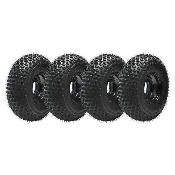 4 Pack 19x7-8 19x7x8 Tubeless Off-Road ATV Tire with Iron Rim, Fits 19x7.00-8 180/80-8, 4PR Quad Go Kart Tire Wheel with 4 Bolt 110mm Pattern for Mini Bike 4 Wheeler Lawn Mower Tractor