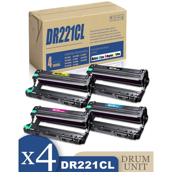 4-Pack(1BK+1C+1M+1Y) DR221CL Drum Unit Set Compatible for Brother DR221 DR-221CL DR 221 CL DR221CL Drum for Brother MFC-9130CW MFC-9140CDN MFC-9330CDW Printer