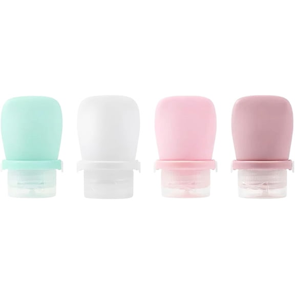 4 Pack 1oz Silicone Travel Bottles Leak Proof Squeeze Bottles For Toiletries Shampoo Conditioner Lotion Salad Dressing Travel Size Containers