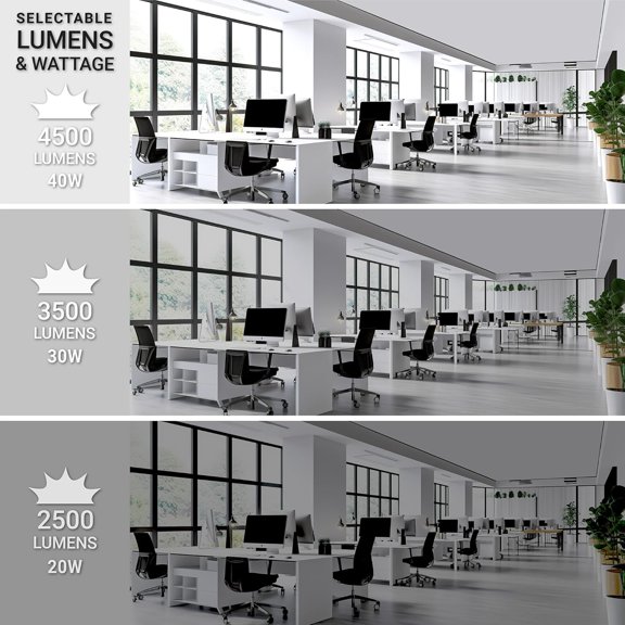 4 Pack 1x4 LED Drop Ceiling Flat Panel Troffer Light, Wattage & Color Selectable 40W/30W/20W, CCT 3000K/3500K/4000K/5000K/6500K, 4400LM, 0-10V Dimmable Backlit Fixture, 120V-277V, ETL Listed