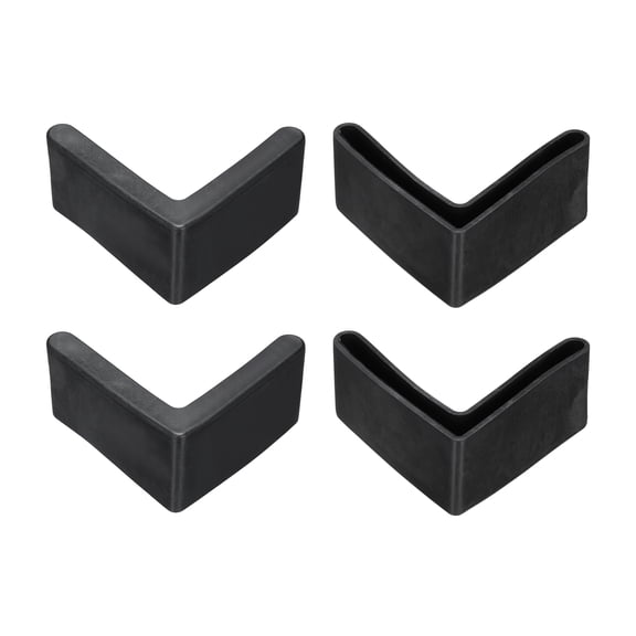 4 Pack 2-1/2" Bed Frame End Caps, Rubber L-Shape Angle Iron Foot Pad Leg Protector, Anti-Slip Leg Caps Edge Corner Furniture End Covers for Furniture Shelves, Black