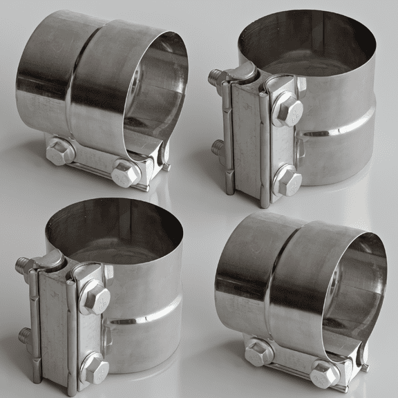 4 Pack 2.5 Inch Exhaust Band Clamp, 304 Stainless Steel Lap Joint Pipe Clamp for Muffler and Exhaust System