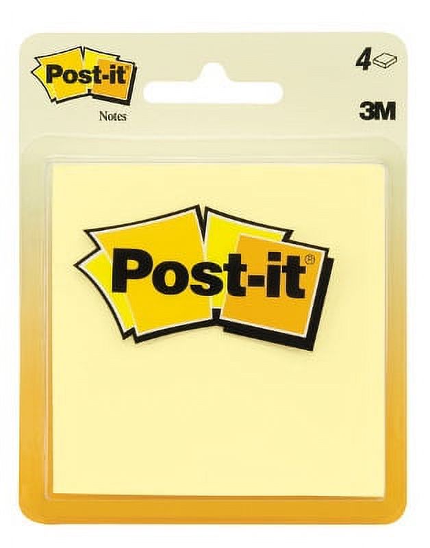 4 Pack 27/8" x 27/8" Yellow PostIt Note Pads 50 Sheets Per Pad, Each