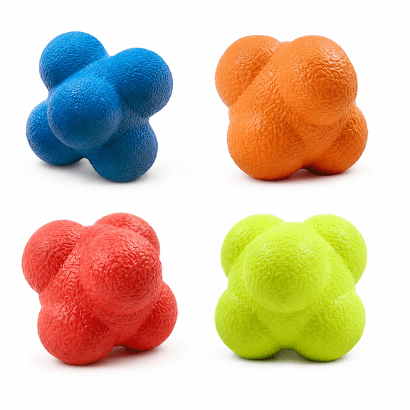 4 Pack 2.8 Inch Reaction Balls, Reflex Training Ball for Hand-Eye Coordination, Agility Training and Family Games
