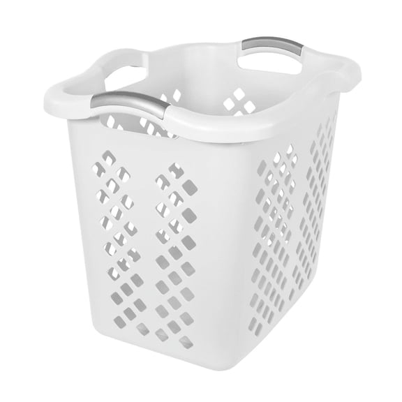 (4 Pack)2 Bushel Lamper Plastic Laundry Basket with Silver Handles, White, Adult / Tween
