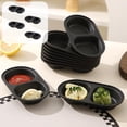 thumbnail image 1 of 4-Pack 2-Compartment Sauce Dishes, 8" Black Divided Dipping Bowls for BBQ, Hot Pot & Seasoning, Reusable Small Serving Plates, 1 of 6