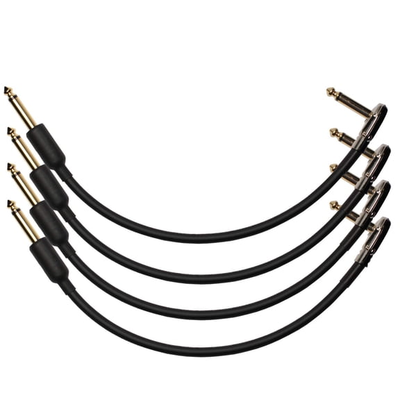 4-Pack 2 FT Castline Gold Mogami 2524 Guitar Pedal Board Effects Switcher Patch Cable 1/4 TS Low Profile and Short Barrel Connectors