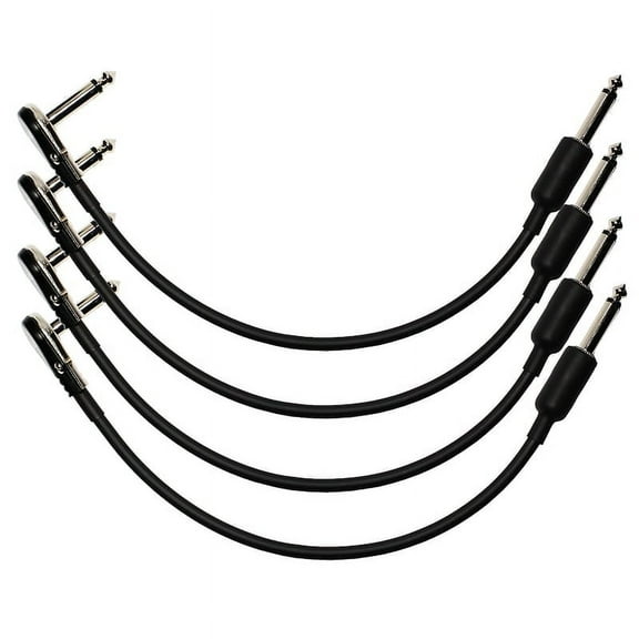 4-Pack 2 Ft Castline Silver Mogami 2319 Guitar Pedal Board Effects Switcher Patch Cable 1/4 TS Low Profile and Short Barrel Connectors