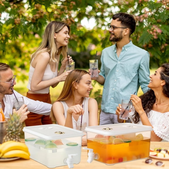 4 Pack 2 Gallon Beverage Dispenser with Spigot Leak-proof Lids Filter Screen for Juice Water Milk Tea Party Daily Use