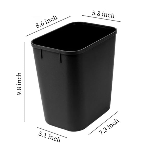 4-Pack 2 Gallon Black Plastic Small Trash Can Under Desk for Office Bedroom Kitchen Narrow Spaces