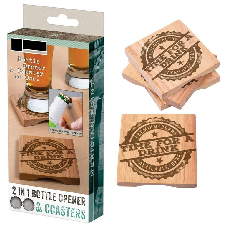 Coaster W/ BOTTLE OPENER - The One - SET OF 2 Coaster W/ BOTTLE OPENER - The One - SET OF 2