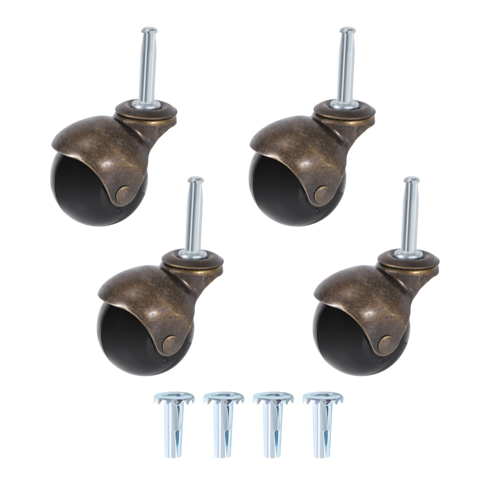 4 Pack 2 Inch Ball Caster Stem Caster Wheel with Sockets,Vintage Antique Swivel Caster for