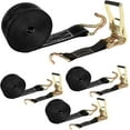 thumbnail image 1 of 4 Pack 2 Inch Ratchet Straps Heavy Duty 20ft Tie Down Straps Ratchet with Double J Hook, 8000 LBS Break Strength, Cargo Ratchet Straps for Truck, Trailers, Motorcycle, Kayaks, Car Roof, 1 of 7