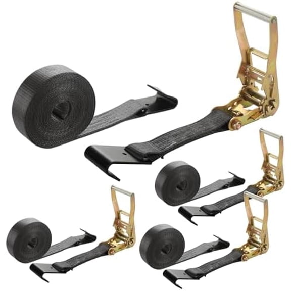 4 Pack 2 Inch Ratchet Straps Heavy Duty 20ft Tie Down Straps Ratchet Flat Hook, 10000 LBS Break Strength, Black Cargo Ratchet Strap for Moving, Truck, Trailers, Motorcycles, Kayaks, Car Roof