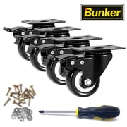 4 Pack 2 Inch Swivel Caster Wheels with Brakes, Heavy Duty 400 lbs Capacity Locking Casters, 360   PU Plate Mount Wheels, Non-Marking for Workbench, Tool Cart & Furniture
