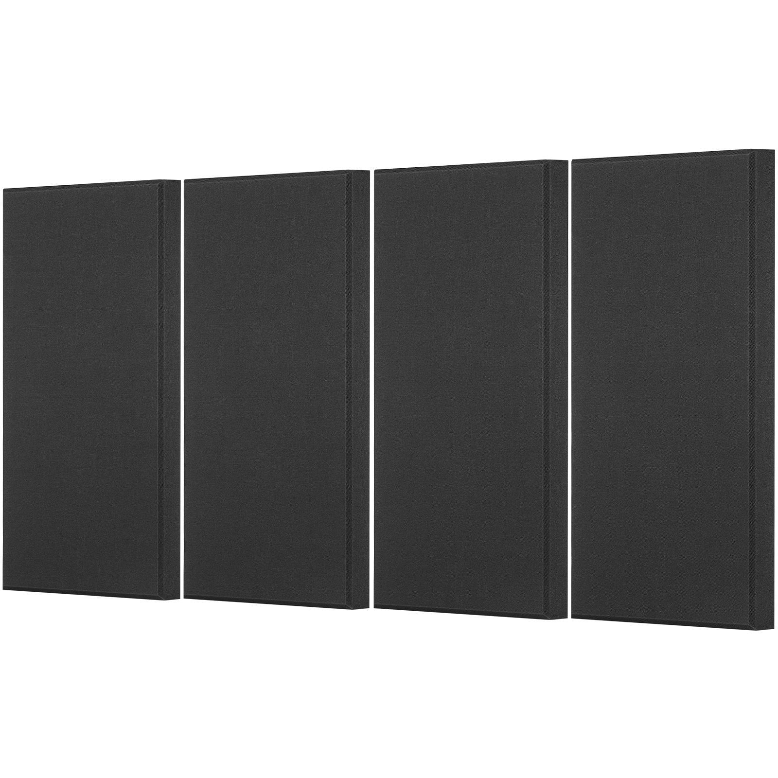 4 Pack 2 Inch Thick 23.6x11.8 Inch Self Adhesive Fiberglass Acoustic Panels Black Soundproofing for Studio Office Home Theater Conference Room