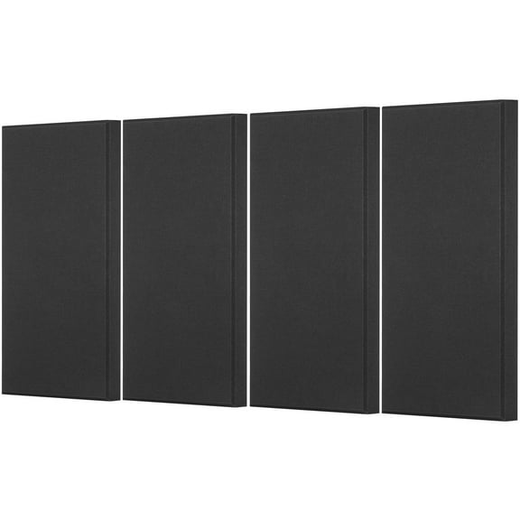 4 Pack 2 Inch Thick 23.6x11.8 Inch Self Adhesive Fiberglass Acoustic Panels Black Soundproofing for Studio Office Home Theater Conference Room