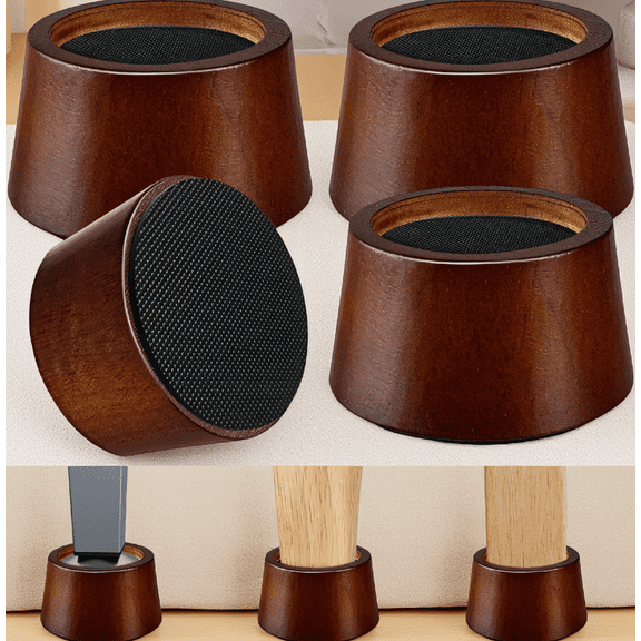 4 Pack 2 Inch Wooden Furniture Risers, Heavy Duty Bed Risers Height Extenders for Sofa Couch Table Chair, Walnut