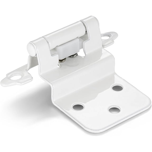 4 Pack (2 Pair) 3/8" Inset White Self Closing Cabinet Hinges for Offset Kitchen Cabinet Door, Face Frame Semi Concealed Kitchen Cabinet Hinges
