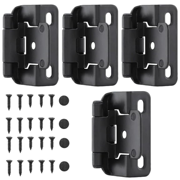 4 Pack (2 Pairs) 1/2" Overlay Cabinet Hinges, Matte Self-Closing Semi-Concealed Partial Wrap Face Frame Hinges, Durable Easy Install for Cabinet Doors