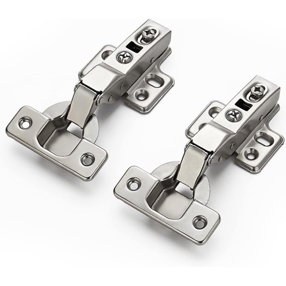 4 Pack 2 Pairs European Kitchen Cabinet Hinges Soft Close Half Overlay Cabinet Door Hinges Heavy-Duty Frameless Adjustable Concealed Cabinet Cup Hinge