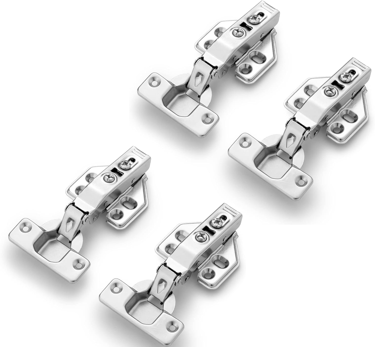 4 Pack (2 Pairs) Kitchen Frameless Hinges, Hydraulic Clip On
