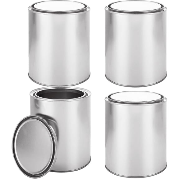 4 Pack 2 Quart Paint Cans with Lids Small Paint Bucket for Painting Metal Paint Containers with Lids Empty Paint Cans 1/2 Gallon Paint Pail Unlined Paint Storage Containers for Leftover Paint