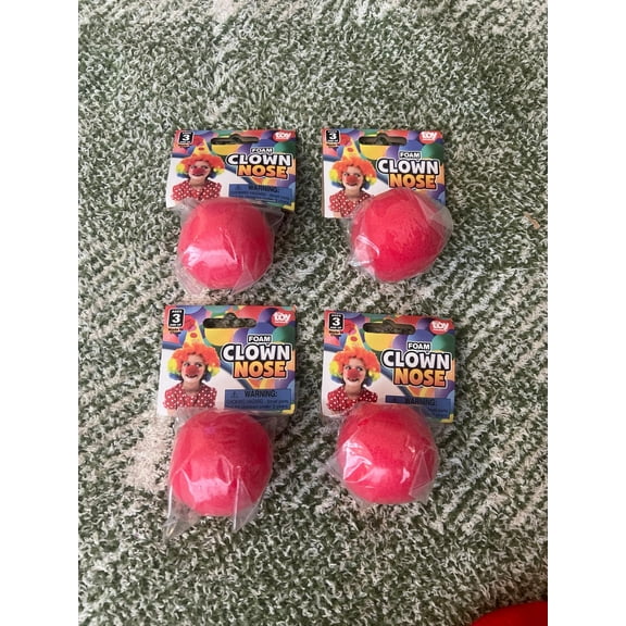 4 Pack 2" RED FOAM CLOWN NOSE HALLOWEEN COSTUME ACCESSORY New (BONUS 4 FUN CHOPS)
