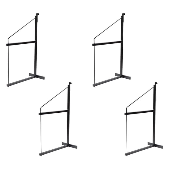 4 Pack 2 Tier Shipping Container Shelving Bracket with Hooks - 35-1/2"x24", 550 lbs WLL - Black Powder Coated Steel for Heavy Duty Trailer Containers - Easy to Assemble & Remove