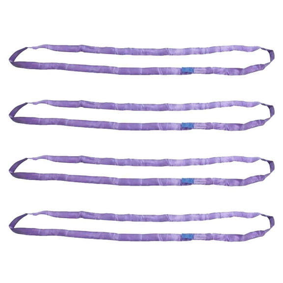 4 Pack 2 ft Purple Polyester Endless Round Sling 2600 LBS Vertical Capacity | 2100 LBS Choker | 5200 LBS Basket | Heavy Duty Endless Sling for Wrecker Recovery, Lifting & Towing
