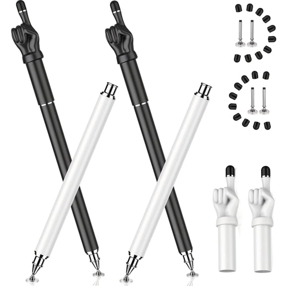 4 Pack, 2-in-1 High Sensitivity Fingertip Stylus Pens for Touch Screens, Universal Capacitive Stylus for Android / Tablet / Samsung / Smartphone All Touch Screens