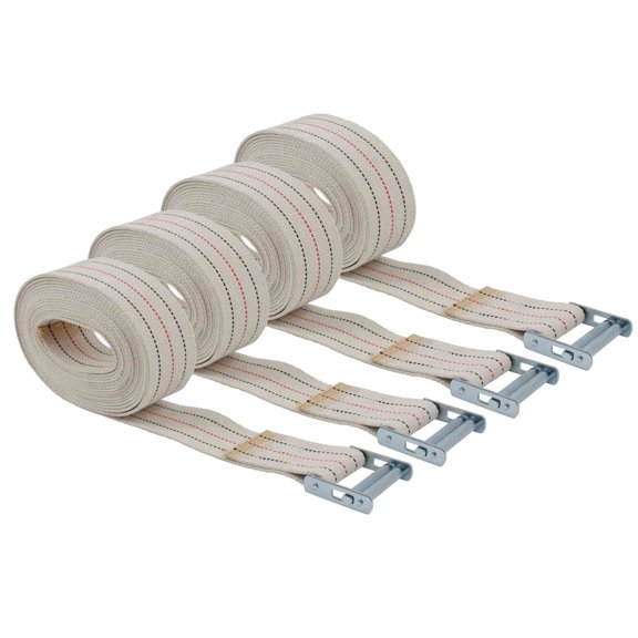 (4 Pack) 2" x 15' Piano Moving Strap with Roller Buckle, Made From Cotton Webbing
