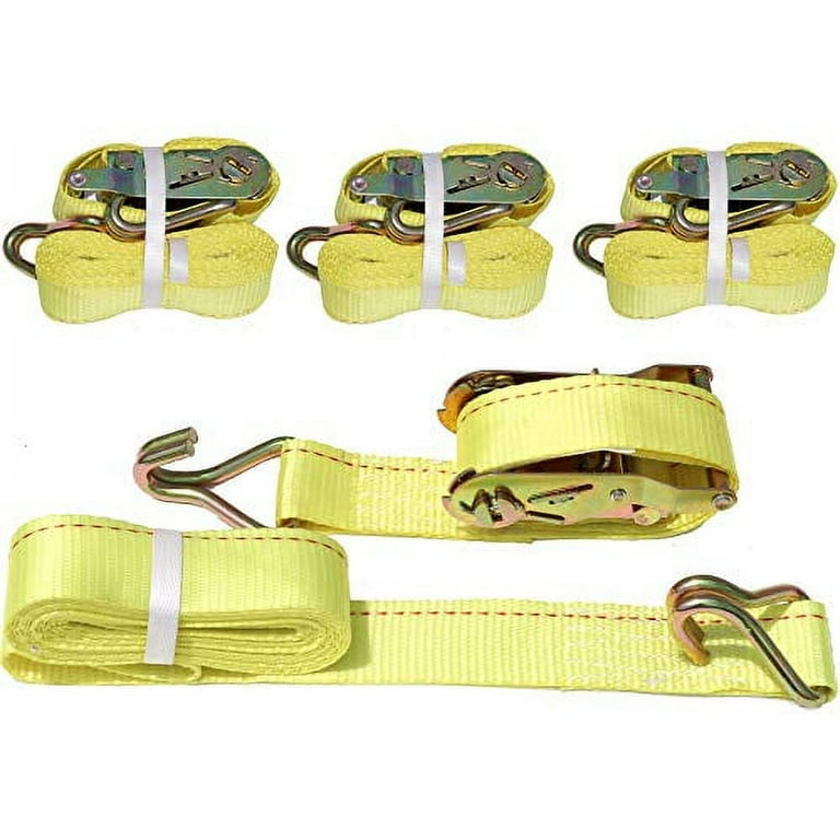 4 Pack) 2 x 16' Double J Hook Strap with Ratchet Tie Down - DKG