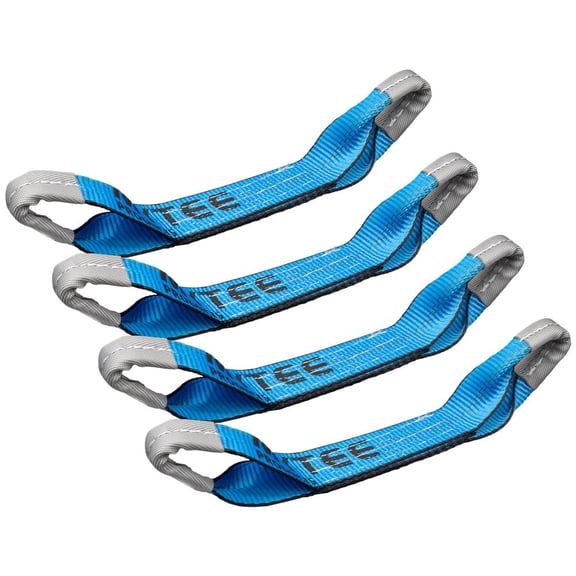 4 Pack 2" x 16" Replacement Dog Bone Short Strap Blue | Heavy-Duty 2 Inch Car Tie Down Short Strap with Sewn Eye Loop