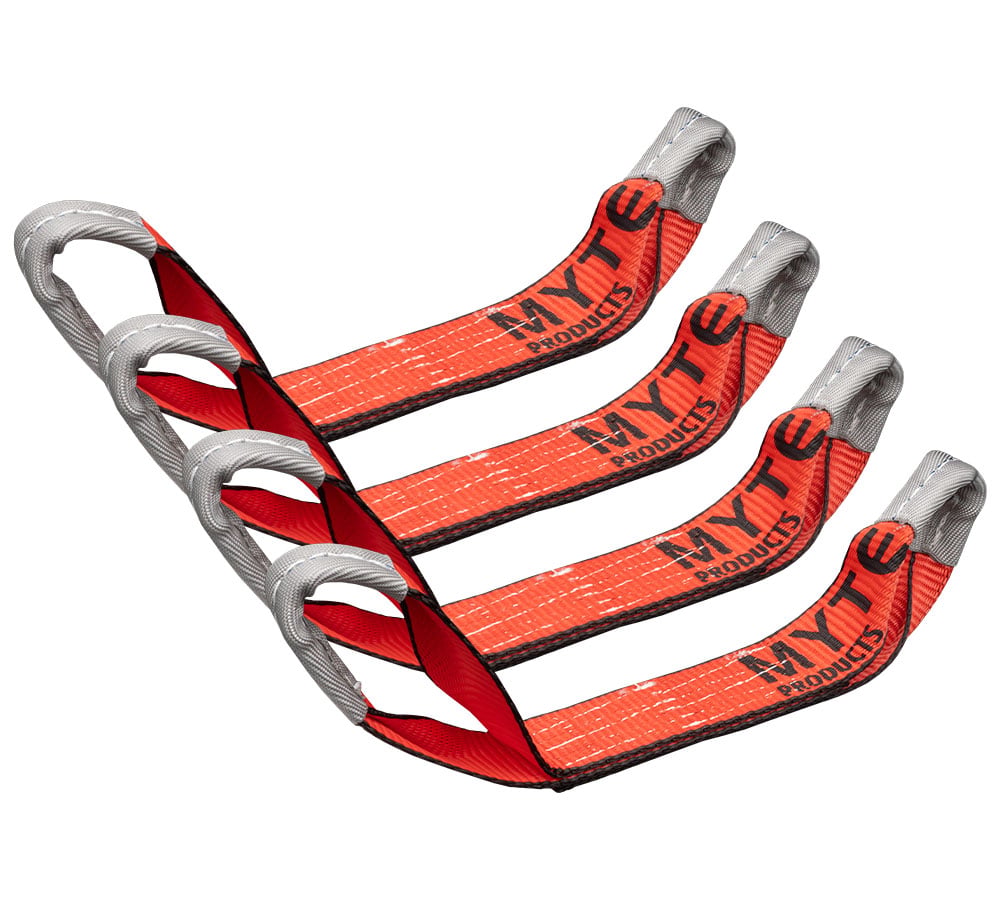4 Pack 2" x 16" Replacement Dog Bone Short Strap Red | Heavy-Duty 2 Inch Car Tie Down Short Strap with Sewn Eye Loop