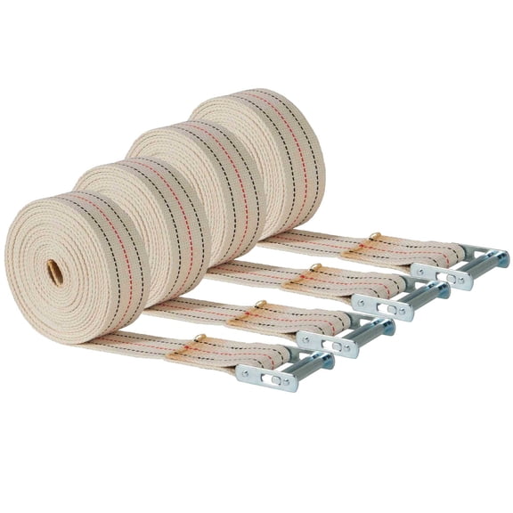 (4 Pack) 2" x 17' Piano Moving Strap with Roller Buckle, Made From Cotton Webbing