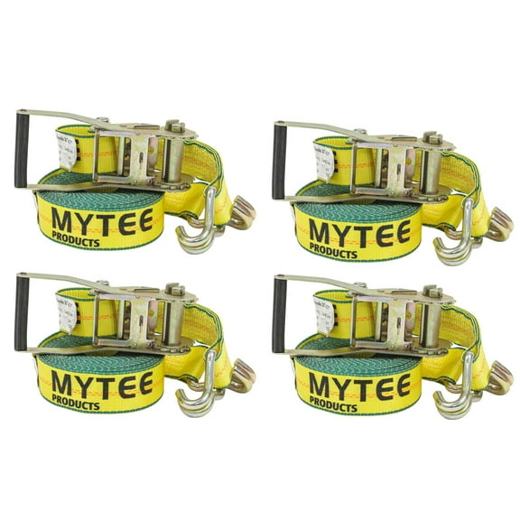 (4 Pack) 2" x 27' Ratchet Tie-Down Straps w/ Wire Hook 10000 Lbs Capacity