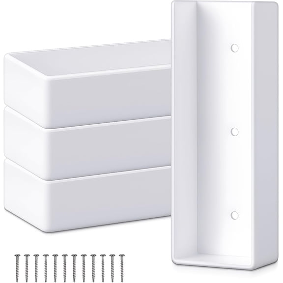 4 Pack 2" x 6" Vinyl Fence Stair Rail U-Mount Bracket Kit Slotted Handrail Bracket Kit with Screws for Decking Railing Wall or Other Vertical Flat Surface