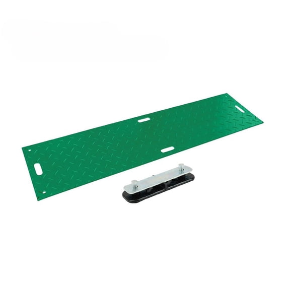 4 Pack 2' x 8' Green Ground Protection Mats w/ Double Sided Diamond Plated Tread Design & 6 Pcs Single Connectors - Polyethylene Mat, Easily Supports 50 Ton Loads on Lawns, Dirt