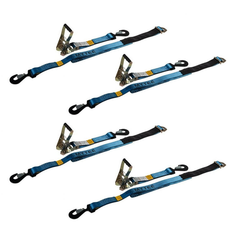 4 Pack) 2 x 8' Tie Down Ratchet Axle Straps with Snap Hooks, D-Ring and  Protective Sleeve, 10,000LBS Capacity - Race Car Trailer Car Hauler Towing  